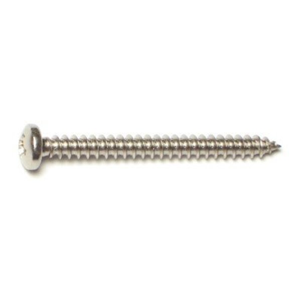 Midwest Fastener Sheet Metal Screw, #6 x 1-1/2 in, 18-8 Stainless Steel Pan Head Phillips Drive, 15 PK 68182